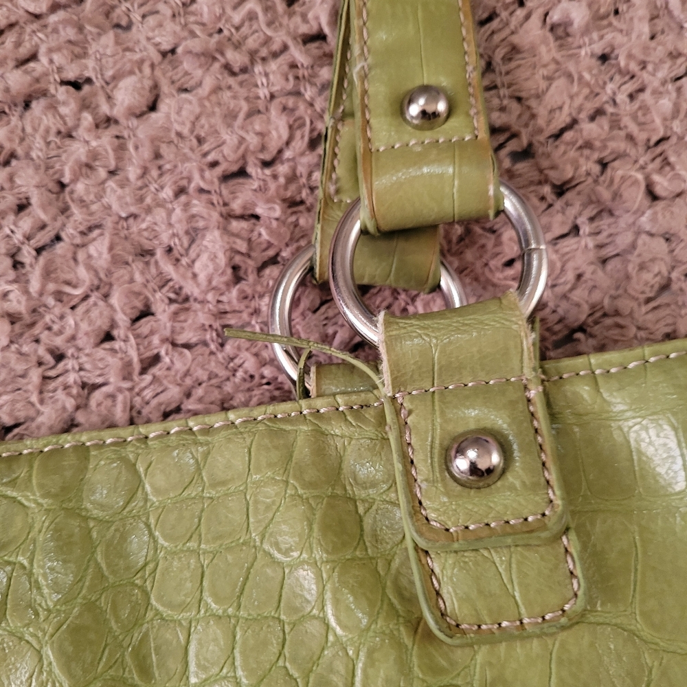 🔥🔥HP🔥🔥12-19-24🔥🔥WOMENS MERONA SNAKESKIN TOTE BAG GREEN - Picture 11 of 14